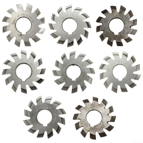 8Pcs HSS Involute Gear Milling Cutter Kit, Silver High Speed Steel Involute Gear Cutter Sets, Module 2.5 Milling Cutters With 22Mm Bore Pressure Angle 20 Degree For 12-135 Teeth Gears Making