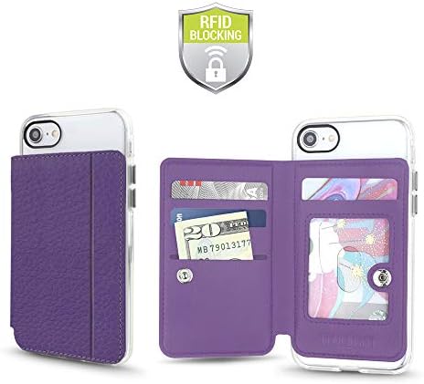 Cell Phone Wallet for Back of Phone, Stick On Wallet Credit Card ID Holder with RFID Protection Compatible with iPhone, Galaxy & Most Smartphones and Cases