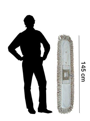 Clim Profesional Mopa Industrial Plana Algodón 15x145CM y Bastidor Metálico. Limpieza Profesional en Grandes Superficies. Barrido de Suelos. Elimina Polvo y Suciedad. Muy Resistente. Tamaño 145CM