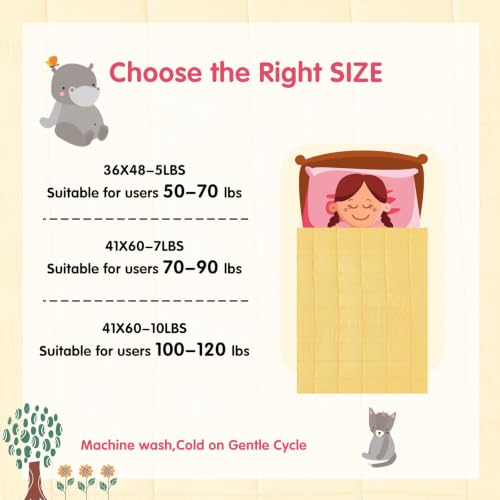 Image of yescool Weighted Throw Blanket 5lbs, 36 inch x 48 inch, Yellow