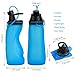 E-Senior Collapsible Water Bottle BPA Free - Foldable Water Bottle for Travel Sports Bottles with Triple Leak Proof Lightweight 17oz (Upgraded Ocean Blue)