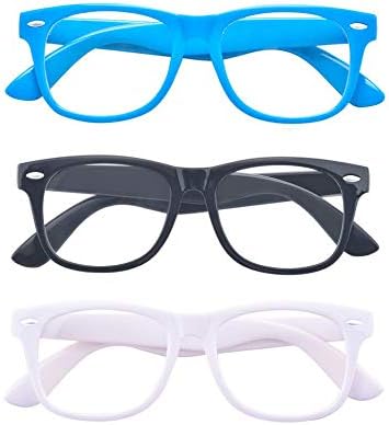 ALWAYSUV 3 Pack Blue Light Computer Reading/Gaming Blocking Glasses Transparent Lens Eyewear For Kids