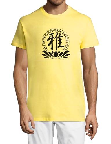 T-Shirt Homme Jaune Kabuki Rock Japan Logo en Coton Confort