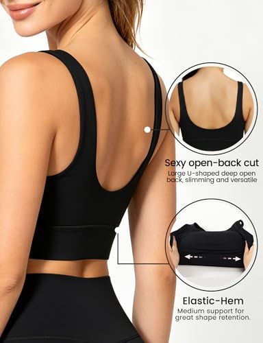 Image of Sports Bras for Women, Light Support Push Up Sport Bra Workout Built in Bra Scoop Neck U Back Yoga Sports Bra
