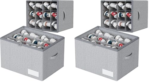 WANGIRL Organisateur Chaussures, Convient à 12 Paires, Grande Boite Rangement Chaussures Placard, Support Inférieur et Poignées Renforcées - Gris (Lot de 2)