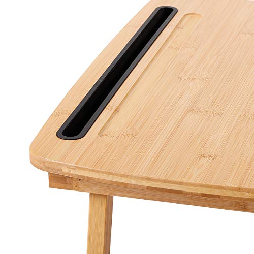 Birdrock Home Portable Sit Or Stand Desk With Storage Drawer And Media Slot | Folding Legs | Fits Laptops Up To 17" | 17" Tablet And Phone Slot | Smart Phones Up To 4" | Natural | Work From Home #TOP6