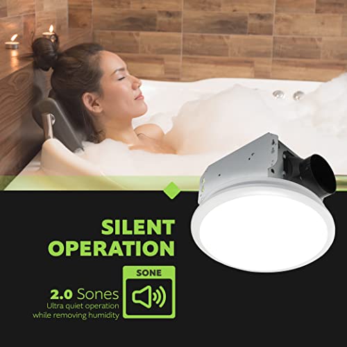 Homewerks Worldwide 7141-110 Bathroom Fan Integrated Led Light Ceiling Mount Exhaust Ventilation 2.0 Sones 110 Cfm thumb #4