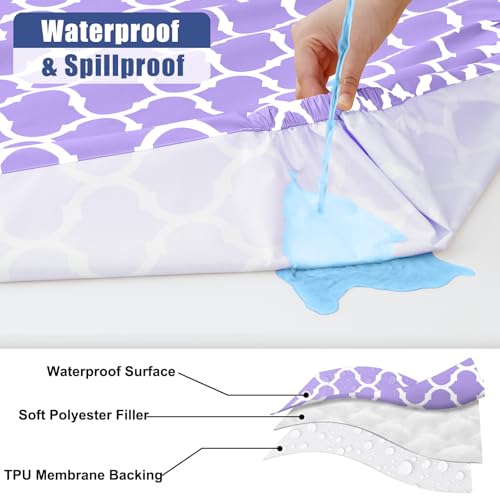 Smiry 2 Pack Rectangle Table Cloth 8 Foot, Waterproof Elastic Fitted Tablecloths, Windproof Washable Polyester Table Cover for Picnic, Camping, Outdoor (Lavender, 30"x96") by Smiry - Used condition - Image 2