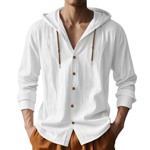 Men's Cotton Linen Long Sleeve Hawaiian Shirt
