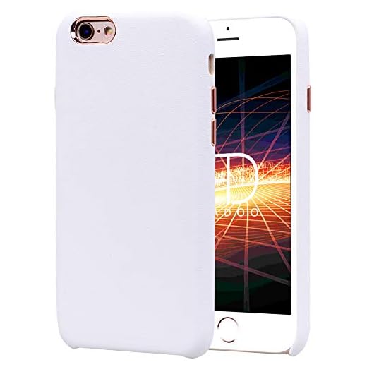 Radoo iPhone 6S/iPhone 6 skal, smal passform läder stötsäker fodral premium läder och TPU design stöd trådlös laddning kompatibel med Apple iPhone 6S/iPhone 6 4,7 tum vit)