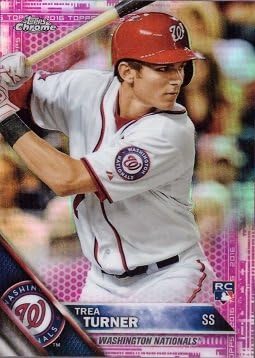 2016 Topps Chrome Pink Refractor Baseball #32 Trea Turner Rookie Card