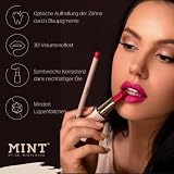 Konturówka do ust MINT by Dr. Mintcheva Red Classic (1,5 g) – wegańska i odżywcza z olejem kokosowym, E – z niebieskimi pigmentami dla widocznie bielszych zębów, matowo-aksamitnego wykończenia