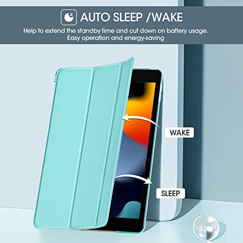 Image of ProCase for iPad 9th / 8th / 7th Generation Case 10.2 Inch (2021 /2020 /2019 Release), 10.2 iPad Case 9th / 8th / 7th Gen Cover, Slim Smart Cover with Translucent Hard Shell Back -Aqua | Protective Smart Case Cover Compatible with 10.2 Inch iPad 9 /8 /7