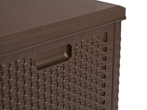 R.G. Gartenbox Auflagenbox 270L 300L Kunststoff Sitzbank Gartenaufbewahrung Aufbewahrungsbox Aufbewahrungskiste Kissenbox Gerätetruhe Kiste Box Braun Schwarz Weiß (Braun 300L) – Bild 3