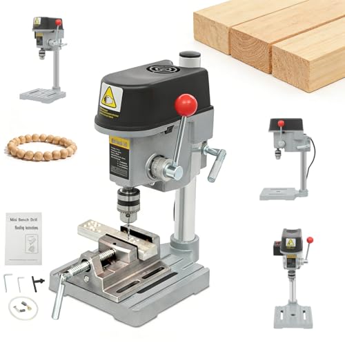 Image of Mini Drill Press, Elecric Precision Small Benchtop Portable Drill Press Table for Hand Drill,Variable Speed Table Driller,for Drilling Collet DIY Jewelry Workshop