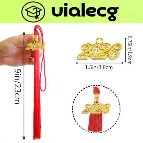 Image of Graduation Tassel 2026 for Grad Cap,Red Tassel with Gold Charm