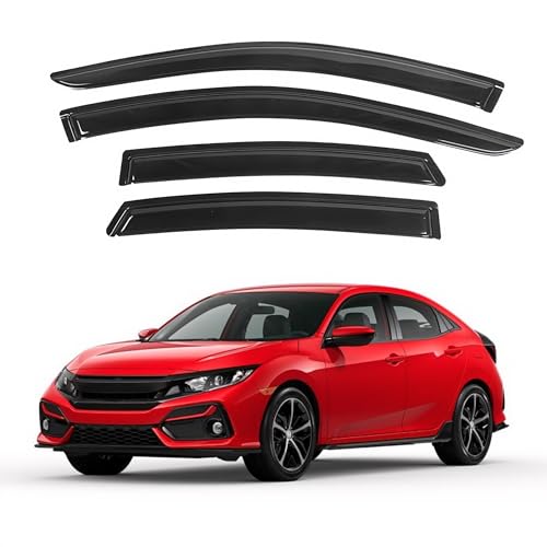 IG Window Visor for Honda Civic Hatchback 2016-2021, Rain Guard Tape-On Wind Side Vent Window Deflector Mugen Style, 2016 2017 2018 2019 2020 2021 (Hatchback Only)