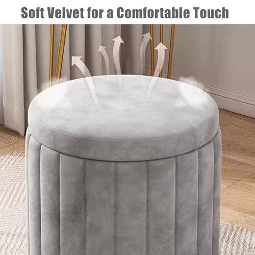 Pouf de rangement rond bleu pour ranger le salon et libérer l'espace - 3