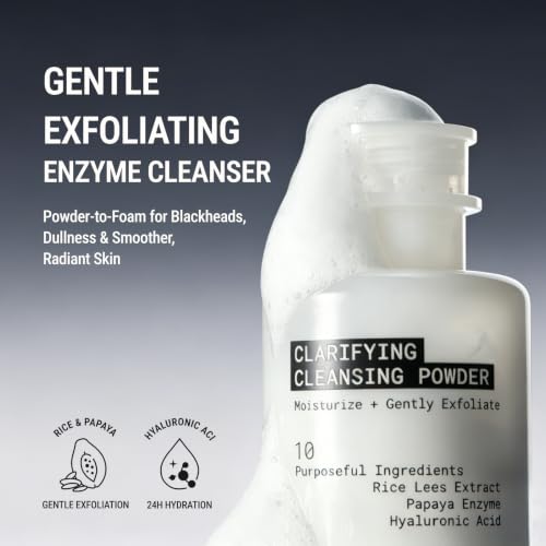 Image of JUNO & Co. JADE Clarifying Cleansing Powder, Refillable Enzyme Face Cleanser, Gentle Exfoliating Powder-to-Foam Cleanser with Rice & Papaya Enzymes, For Smooth Hydrated Skin, 35g