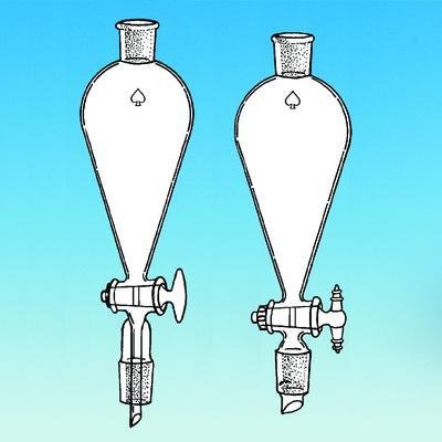 9506-06 Separatory Funnel, Glass Plug, 14/20 Joint, 125mL Capacity