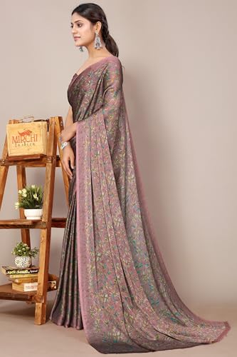 Image of MIRCHI FASHION Saree for Woman Chiffon Georgette Floral Printed | Breathable Lightweight Sari for Office Use and Farewell Ceremonies with Blouse Piece