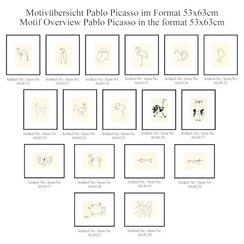 artissimo, hochwertiger Kunstdruck gerahmt, 53x63cm, AG4113, Pablo Picasso: Der Pinguin/Le Pingouin, Poster mit Rahmen, gerahmtes Bild, Siebdruck, Wandbild, Wanddekoration