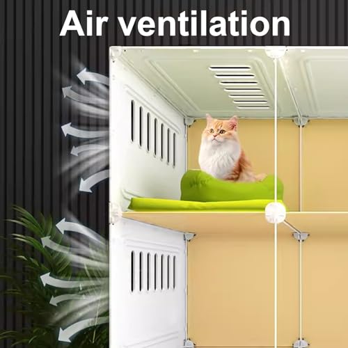 Grand parc pour chat d'intérieur avec bac à litière et cage transparente
