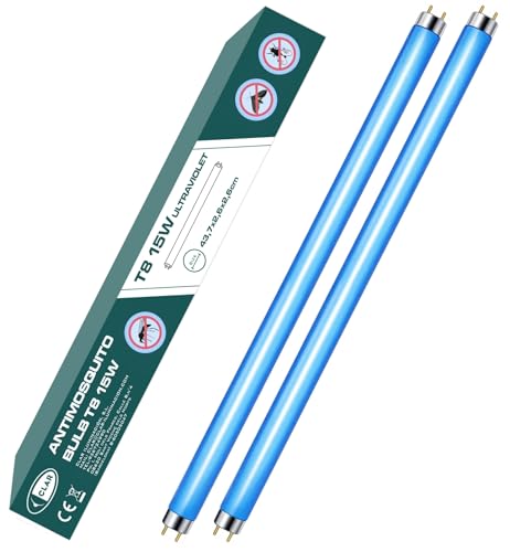 CLAR   Tubos Fluorescentes UV, Bombilla Antimosquitos Ultravioleta, Lamparas Luz UV, Lampara de Luz Ultravioleta 43,7 x 2,6 cm (15 Watts T8, Pack 2)