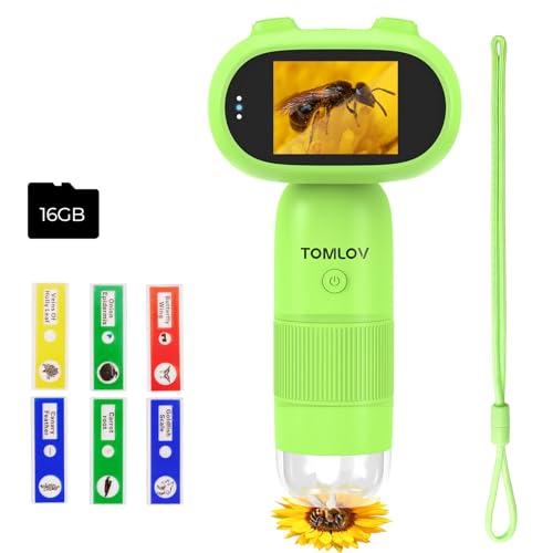 TOMLOV P30 Microscope for Kids, Portable 1000X Slides Digital Microscope with 2