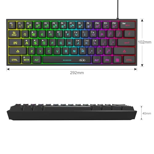 Image of MageGee TS91 Mini 60% Gaming Keyboard, RGB Backlit 61 Key Keyboard, Ergonomic Waterproof Mechanical Feeling Office Computer Keyboard for PC, MAC, PS4, Gamer -Violet