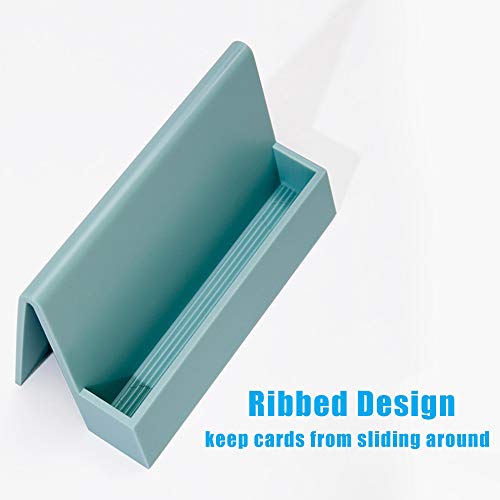 Business Card Holder For Desk, Modern Plastic Business Card Holder Display Stand, Desk Business Name Card Organizer For Women & Men (Lake Blue) #TOP5