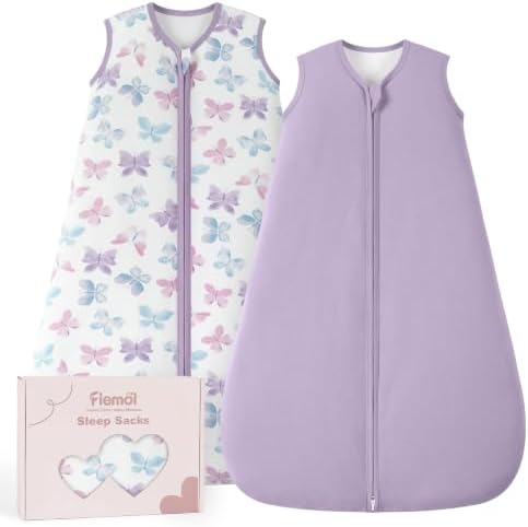 FIEMOL Baby Schlafsack 1,5 2,5 TOG, weicher Baumwoll-Schlafsack | Ganzjahres-Babyschlafsack für Neugeborene und Babys, 2-Wege-Reißverschluss, einfaches Windelwechseln