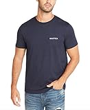 Col rond décontracté Nautica Short Sleeve Solid Crew Neck T-Shirt, Bleu Marine uni, L Homme