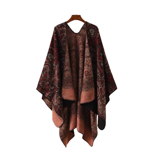 Capa poncho de viaje en chal de cachemira con juego de color exclusivo floral