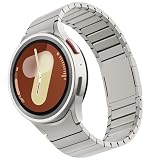 Picture of FULLIFE Compatible with Samsung Galaxy Watch 7 6 5 4 Band 40mm 44mm, Stainless Steel Metal with Magnetic Clasp No Gap Band Galaxy Watch 5 Pro/6 Classic/4 Classic/FE for Men 47mm 46mm 45mm, Titanium