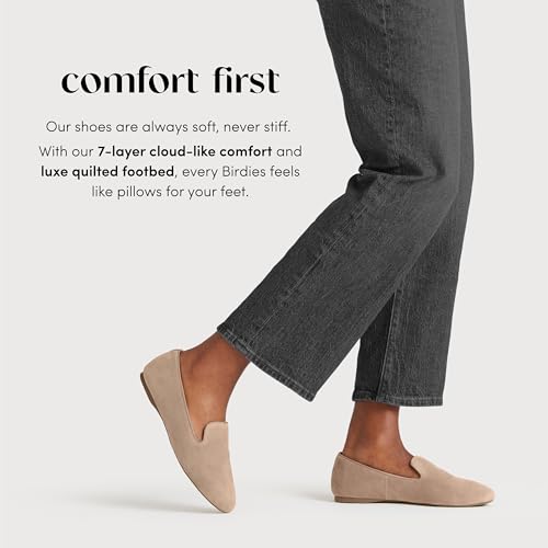 Birdies Women's Starling, Slip-On Flats, Comfortable Casual Dressy Shoes, New Latte Suede, 10.54