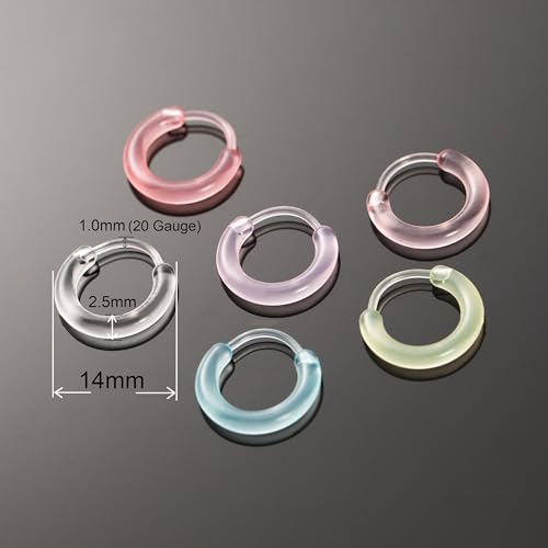 12 Pairs Anti-Allergy Unisex Cute Plastic Hoop Ear Retainers, Nose Rings, With Buckle, For Sensitive Ears & Skin3