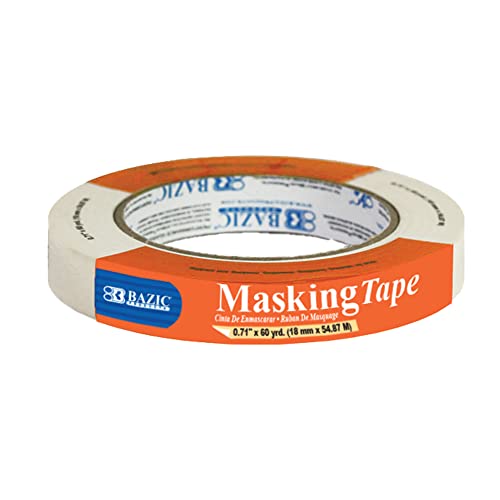 Image of BAZIC 0.71 inch X 2160 inch (60 Yards) General Purpose Masking Tape | tears by hand and writes on for painting and labeling