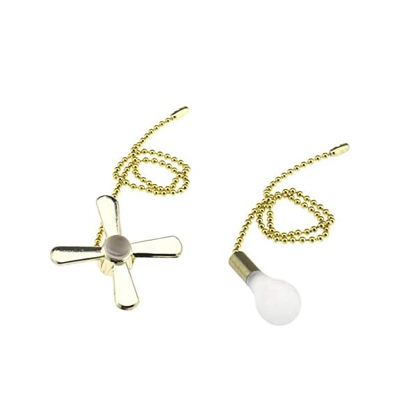 YINETTECH Pair of Attractive Beaded Puller Chain with Bulb Pendant Fan Pendant Light Fan Decoration Bronze/Gold/Silver