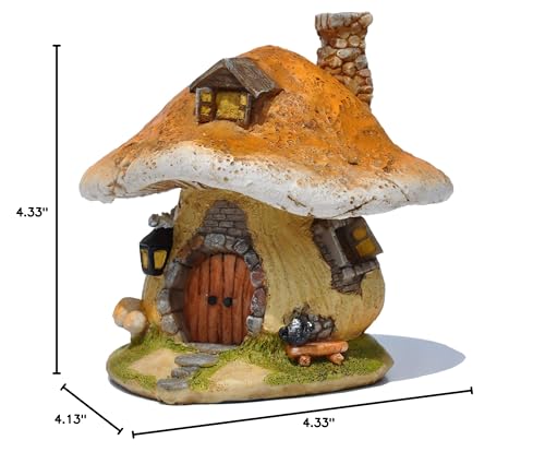 Top Collection Miniature Fairy Garden and Terrarium Mushroom Fairy House Statue, Orange Green, 4.5" Wide x 4.25" High - Image 3