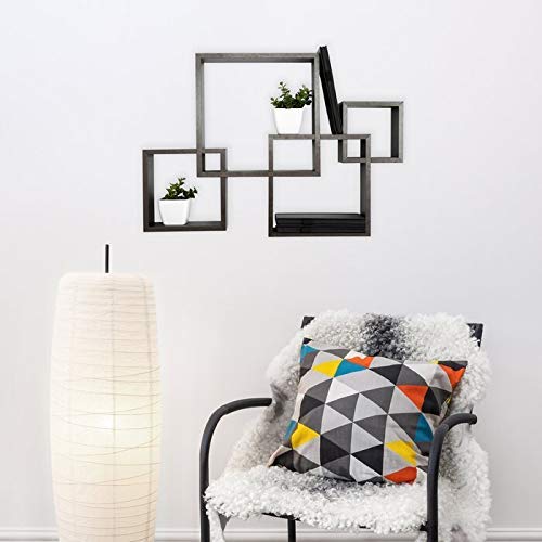 Image of Set of 4 Red and Brown Floating Cube Wall Storage Shelves Lounge Cubes Display Shelf