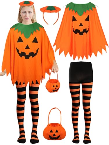 peony man 4 PCS Halloween Costume for Women Pumpkin Costume