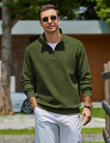 COOFANDY Mens 3/4 Zip Sweatshirt Fleece Casual Pullover Collared Top - image 2
