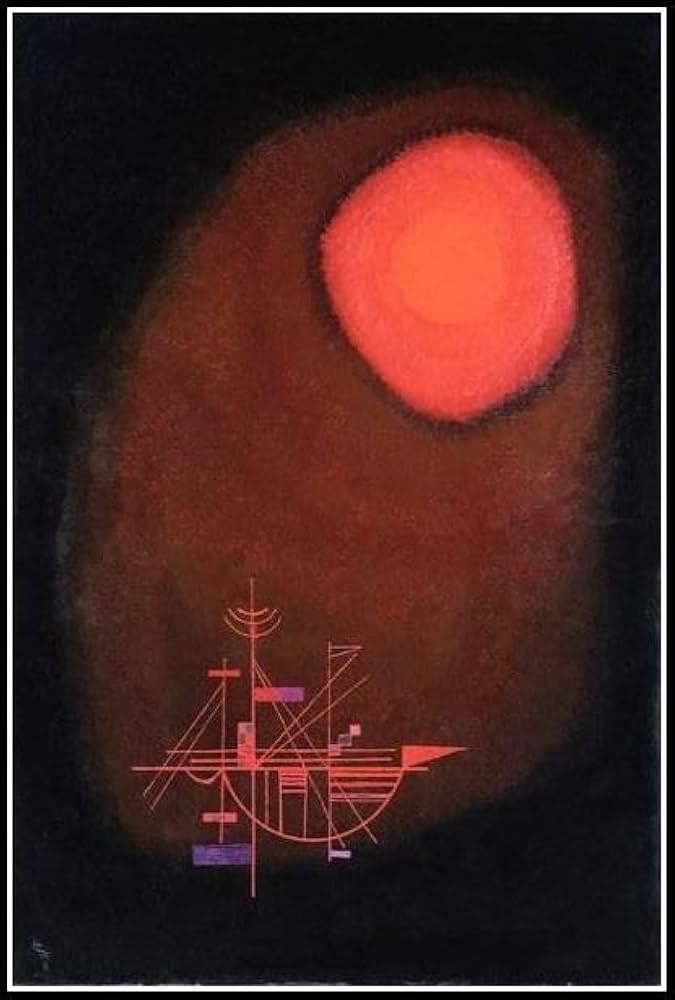 Amazon | ワシリー・カンディンスキーによる赤い太陽と船の絵﹣フル