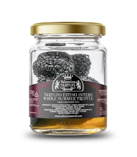 Valnerina Tartufi Trufa Negra de Vernano Entera | Natural, Artesanal y Italiana Conservada en su propio jugo | Jarrón 50 gr.