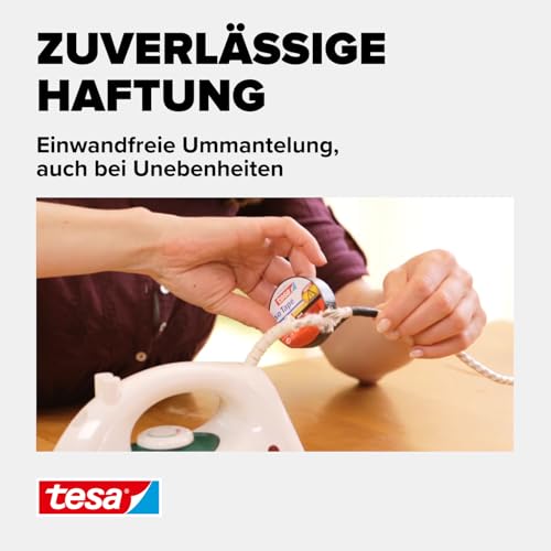 tesa Isolierband - Selbstklebendes Isolierband, hitzebeständig - Zum Isolieren, Reparieren und Bündeln - 1 x 10m - Schwarz