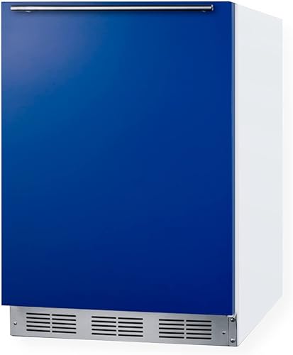 Miniatura 2 de Summit Appliance BAR611WHB Refrigerador de 24 pulgadas de ancho, puerta azul cobalto, mango profesional, evaporador oculto, descongelación