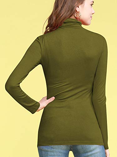 Image of Lock and Love Women's Turtleneck Top Lightweight Long Sleeve Slim Fit Pullover, Soft Rayon Stretch Layering Basic, S-3XL