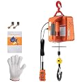 Vevor Electric Hoist Winch Crane Material Handling Tool with Wire Remote Controller for Garage, Warehouses, and Factories, Comes with Gloves, Orange