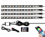 Voltvera Car LED Strip Light, 4PCs 22cm RGB Atmosphere Light App Control 48 LEDs Multicolor Interior Lighting with Audio Synchronization Waterproof, 12V Under Dash and Charger Car Accessories - Image 1